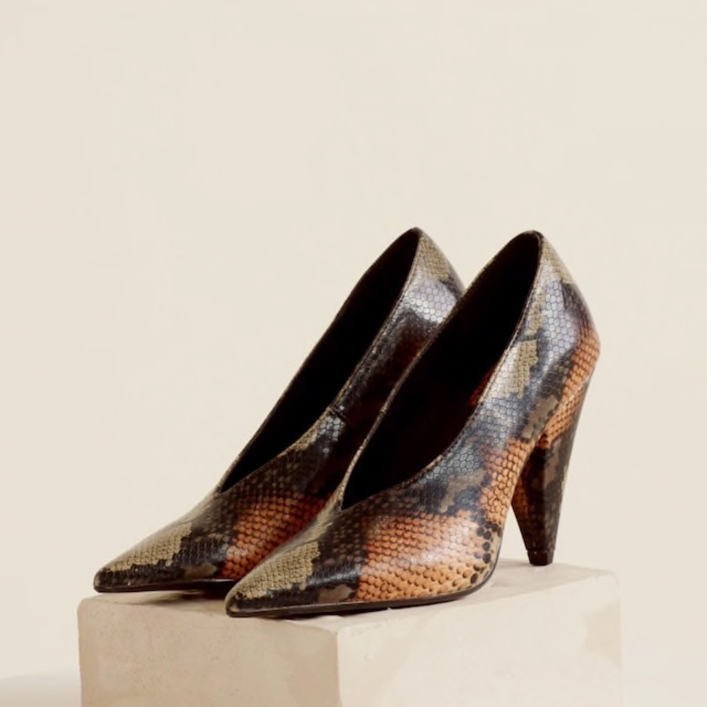 Mango Snakeskin print heels NEW 8